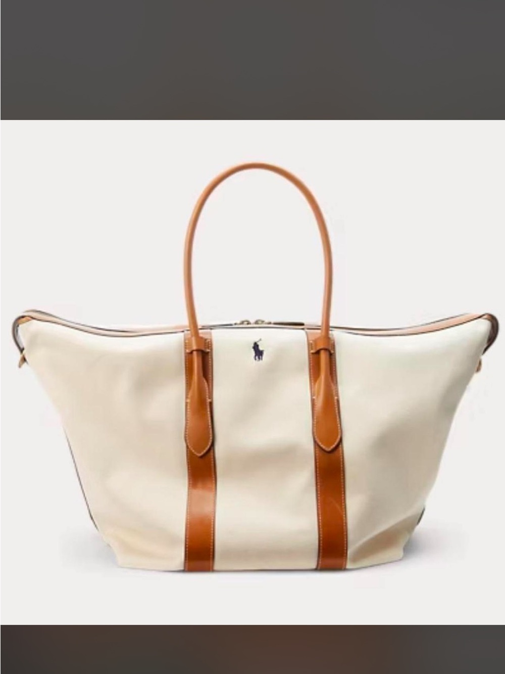 NWT Polo Ralph Lauren Cream Bellport Canvas Duffel weekender